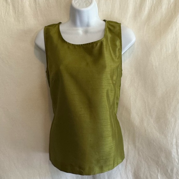 E-158 K Studio Vintage Green Sleeveless Pullover Summer Blouse Size 8 - Picture 1 of 15